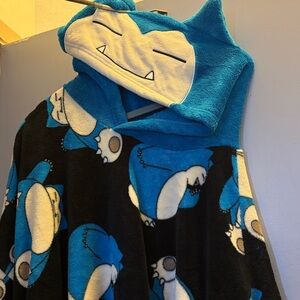 Blue and Black Snorlax Hooded Blanket